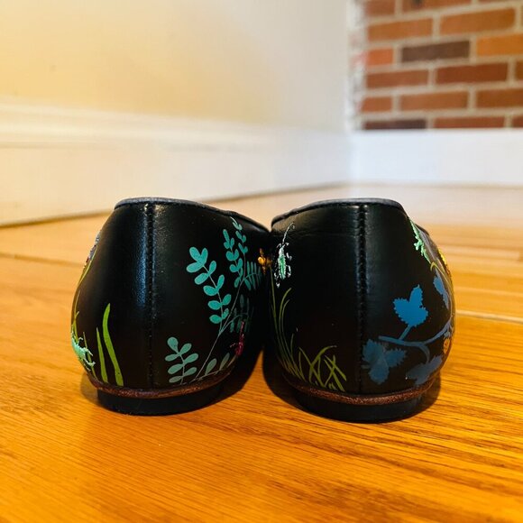 CAMPER TWS Leather Ballet Flats Shoes Flowers Embroidered Insects Ladies Euro 38 - Picture 4 of 16